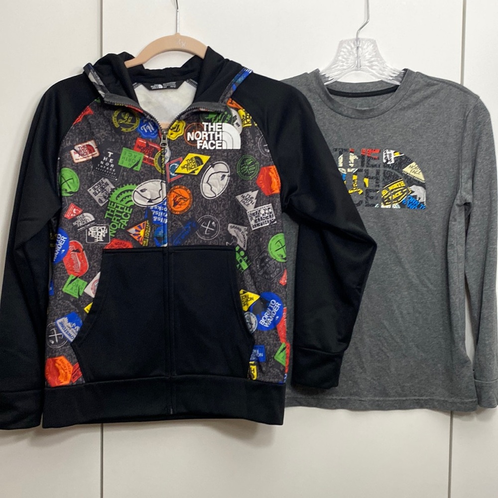 The North Face Hoodie Sweatshirt and Long Sleeve Tee. Size M (10/12) Boys.